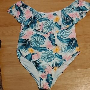 Tropical Floral Off-Shoulder Swimsuit